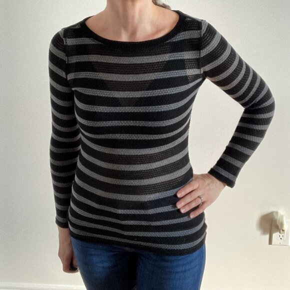 Women's Bodycon Striped Sheer Top - Picture 1 of 6